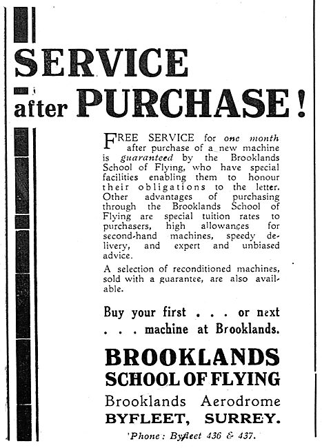 Brooklands School Of Flying - Service After Purchase             