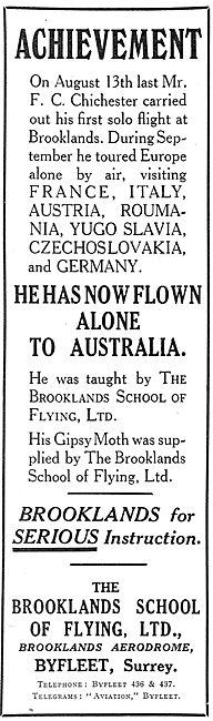 Francis Chichester Trained At The Brooklands School Of Flying    