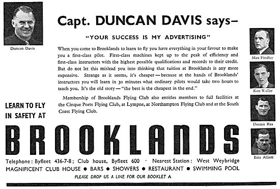 Brooklands Flying Club - Captain Duncan Davis Says.              