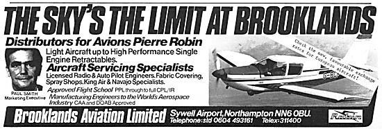 Brooklands Aviation. Distributors For Avions Pierre Robin        