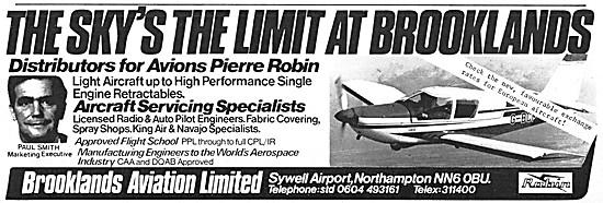 Brooklands Aviation. Distributors For Avions Pierre Robin        