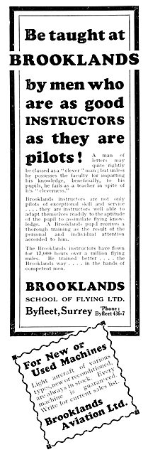 Brooklands School Of Flying 1931                                 