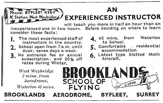 Brooklands School Of Flying 1931                                 