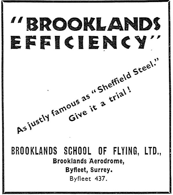 Brooklands School Of Flying Efficiency  Famous As Sheffield Steel