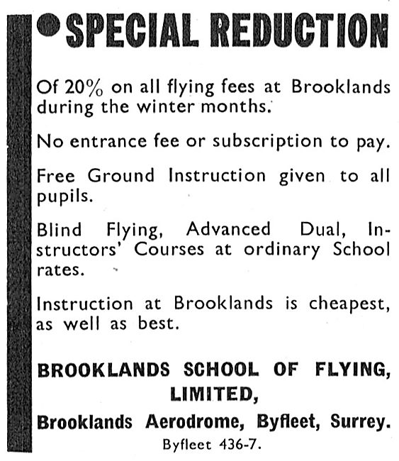 20 % Winter Price Reductions At Brooklands School Of Flying      