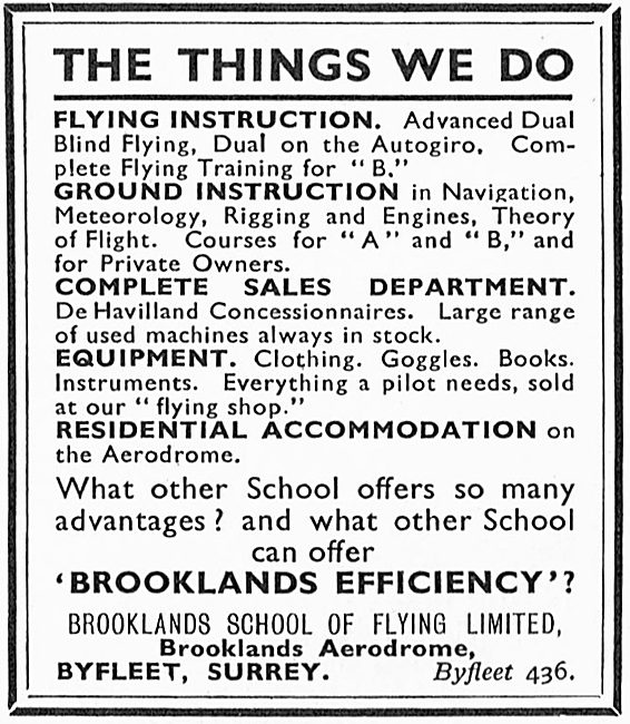 Brooklands School Of Flying - The Things We Do                   