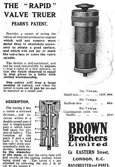 Brown Brothers Rapid Valve Truer - Pearns Patent                 