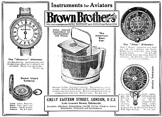 Brown Brothers Instruments For Aircraft 1920                     