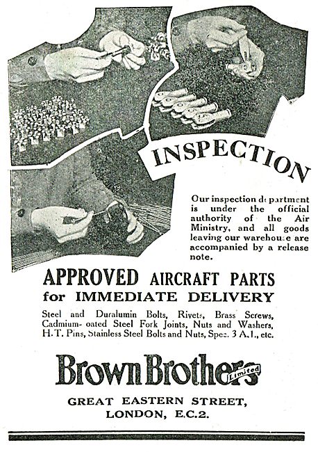 Brown Brothers Inspection Department Is Air Ministry Approved    