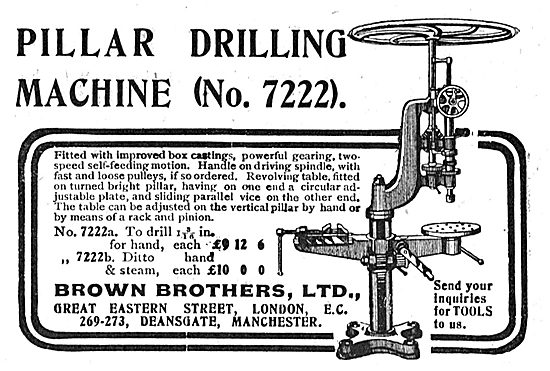 Brown Brothers Pillar Drilling Machine (No 7222)                 