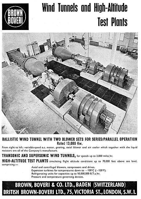 Brown-Boveri. Manufacturers Of Wind Tunnels & Altitude Test Plant