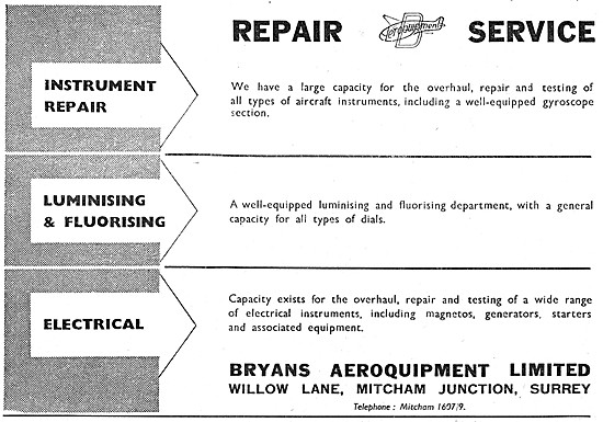 Bryans Aeroquipment Instrument Repair Service 1948               