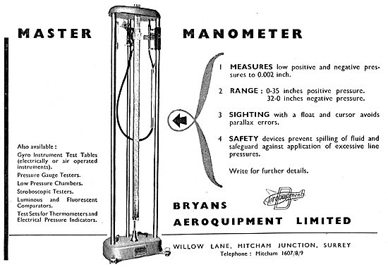 Bryans Aeroquipment Master Manometer                             