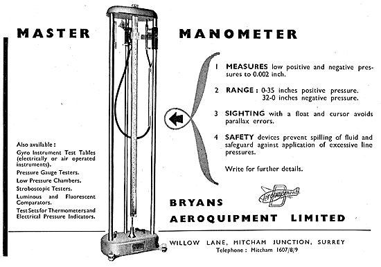 Bryans Aeroquipment -Master Manometer                            