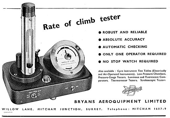 Bryans Aeroquipment Rate Of Climb Tester                         