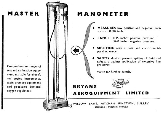 Bryans Aeroquipment Master Manometer                             