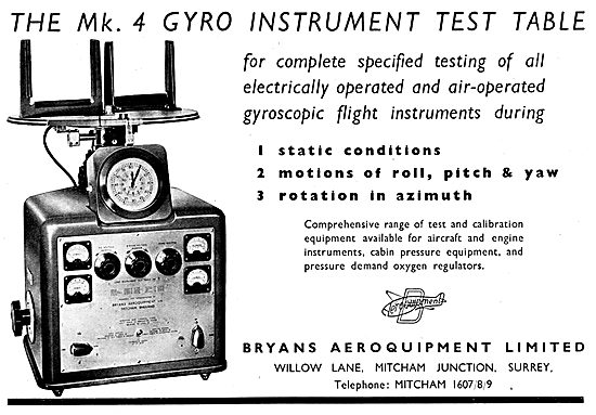 Bryans Aeroquipment Gyro Instrument Test Table                   