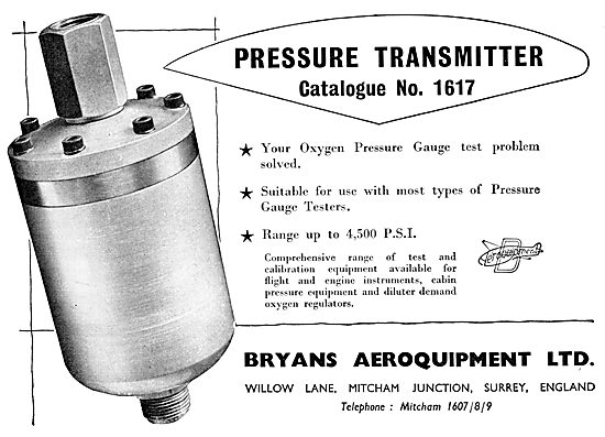 Bryans Aeroquipment Pressure Transmitter No.1617                 