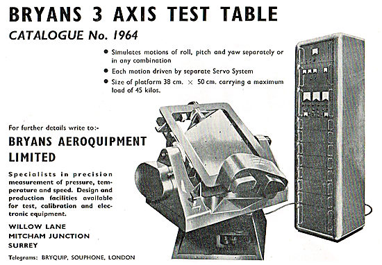 Bryans Aeroquipment  - No 1964 3 Axis Test Table                 