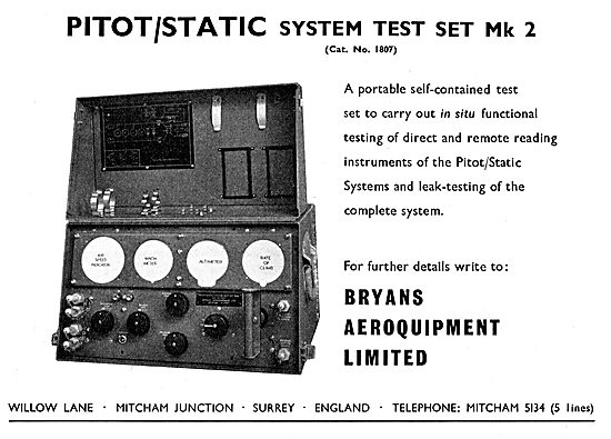 Bryans Aeroquipment - Cat No 1807 Pitot/Static System Tester     