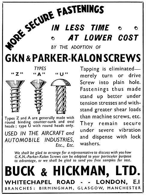 Buck & Hickman GKN & Parker-Kalon Screws                         