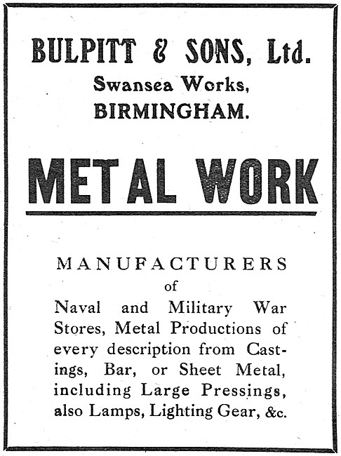 Bulpitt & Sons Ltd. - Aircraft Sheet Metal Work                  