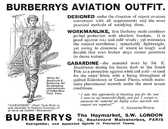 Burberrys Aviation Outfir 1911 - Gabardine                       