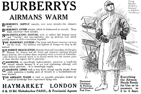 Burberrys Airmans Warm Flying Coat 1916                          