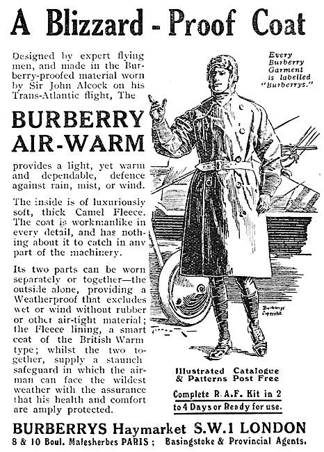 Burberry Air-Warm Flying Coat. 1920                              