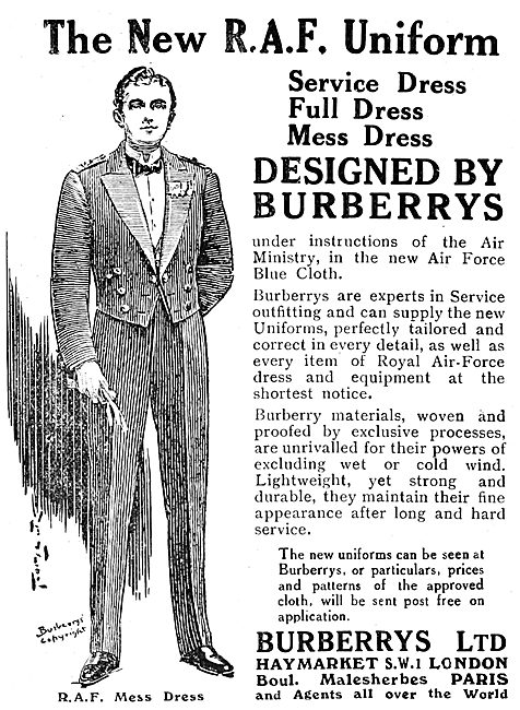 Burberry's Full Service Mess Dress For RAF Officers 1920         