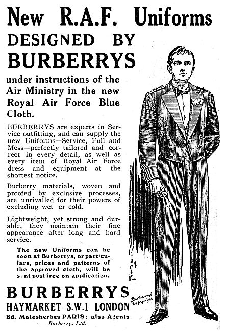 Burberrys RAF Uniforms Mess Kit 1920. R.A.F. Outfitters          