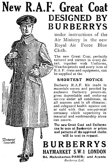 Burberrys R.A.F. Great Coat. 1920                                