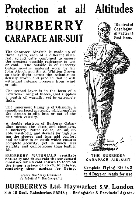 Burberry Carapoace Air-Suit 1920 Advert                          