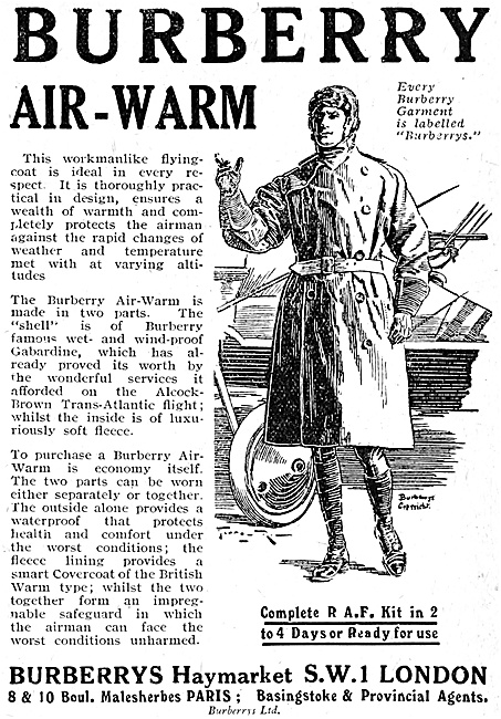 Burberrys Air-Warm Flying Coat 1920                              