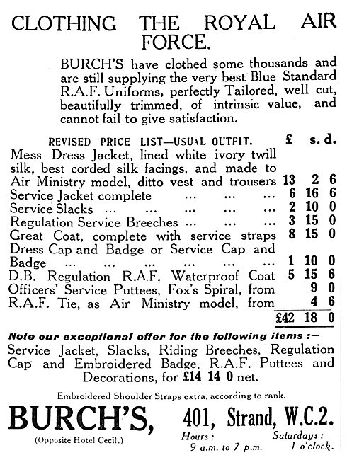 Burch's - Clothinbg The Royal Air Force                          