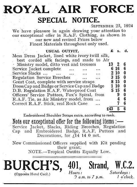 Burchs For RAF Uniforms & Kit                                    