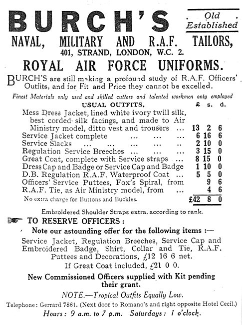 Burch's RAF, Naval & Military Uniforms                           