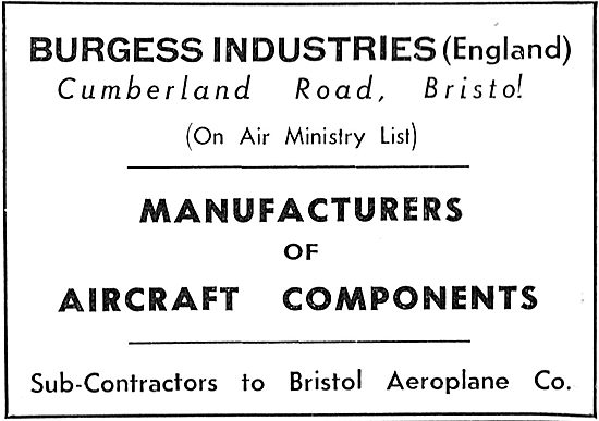 Burgess Industries. Cumberland Rd. Bristol. Aircraft Components  