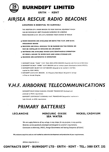 Burndept Air / Sea Rescue Beacons. TALBE CORY SARBE              