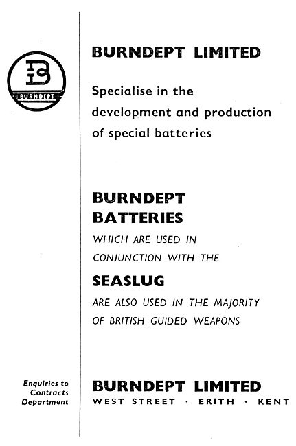 Burndept Batteries For Guided Missiles 1958                      