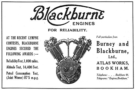 Burney & Blackburne. Blackburne Reliable Aero Engines            