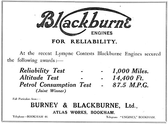 Blackburne Aero Engine Successes At Lydd Contest                 