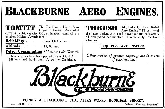 Burney & Blackburne. Blackburne Tomtit | Blackburne Thrush 1925  