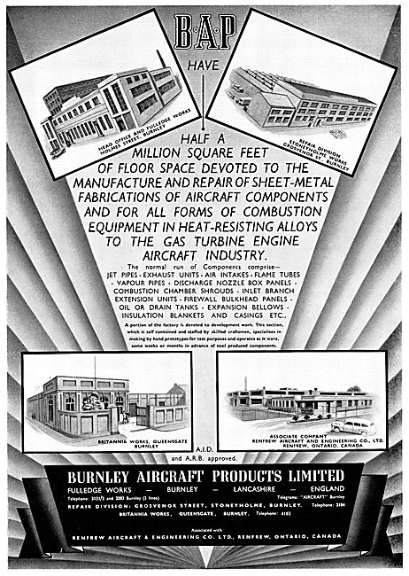 Burnley Aircraft Products BAP Sheet Metal Fabrications           