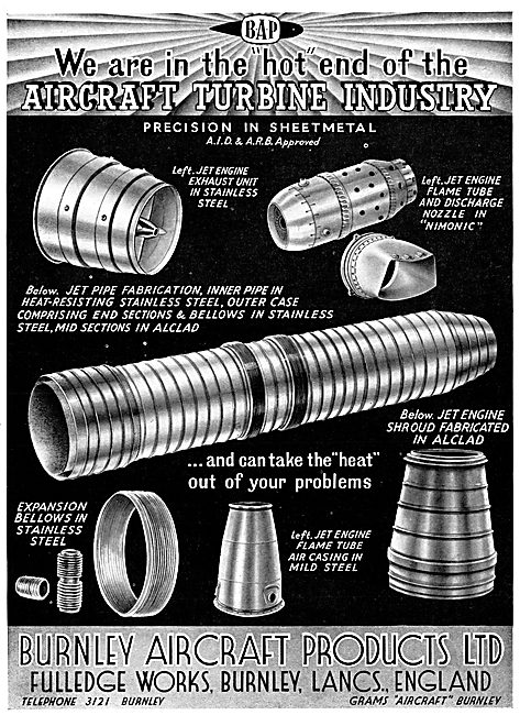 Burnley Aircraft Products: BAP Turbine Flame Tubes, & Jet Pipes  