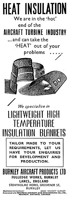 Burnley Aircraft Products B.A.P.  Heat Insulaton For Gas Turbines