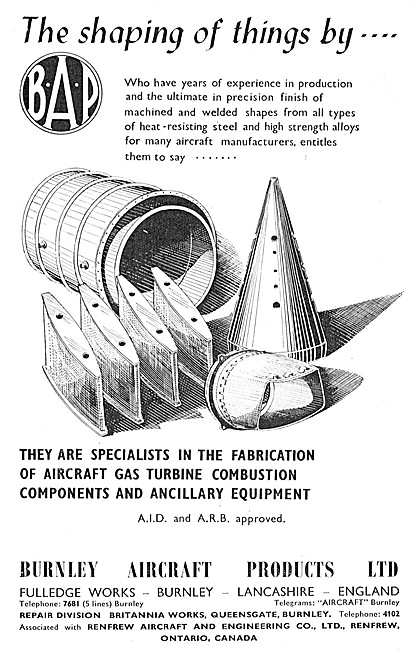 BAP. Burnley Aircraft Products. Gas Turbine Combustion Components