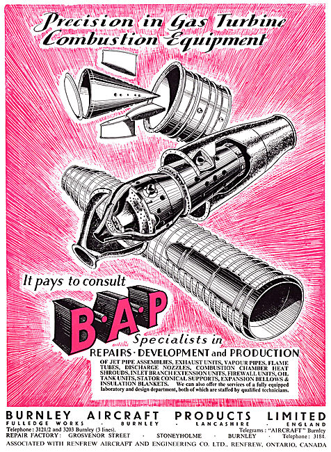 Burnley Aircraft Products B.A.P. Gas Turbine Combustion Equipment