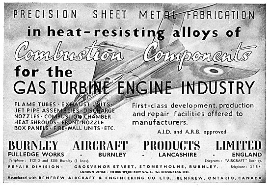 Burnley Aircraft Products Precision Sheet Metal Work             