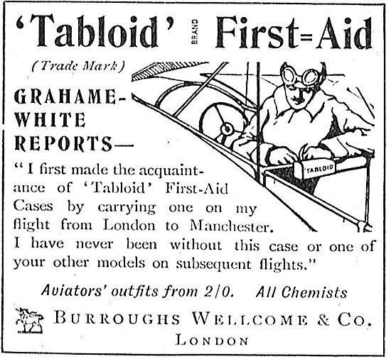 Grahame-White Endorses Burroughs Wellcome Tabloid First Aid Outfi